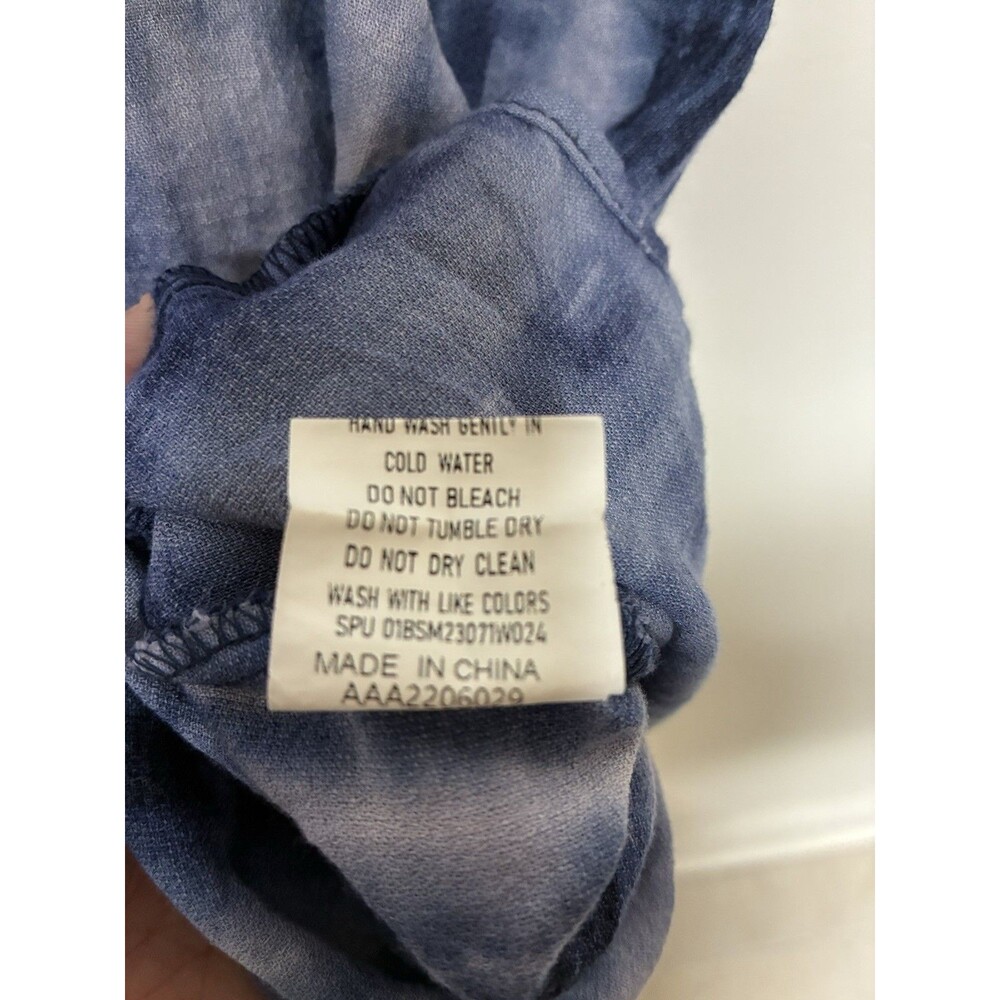 Bloom Chic Blue Tie Dye Linen Blend Blouse Size 18-20 Boho Coastal - Picture 7 of 11